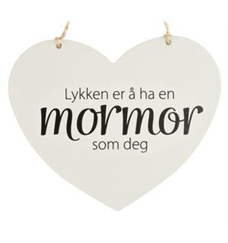 Metallskilt hjerte Lykken...Mormor