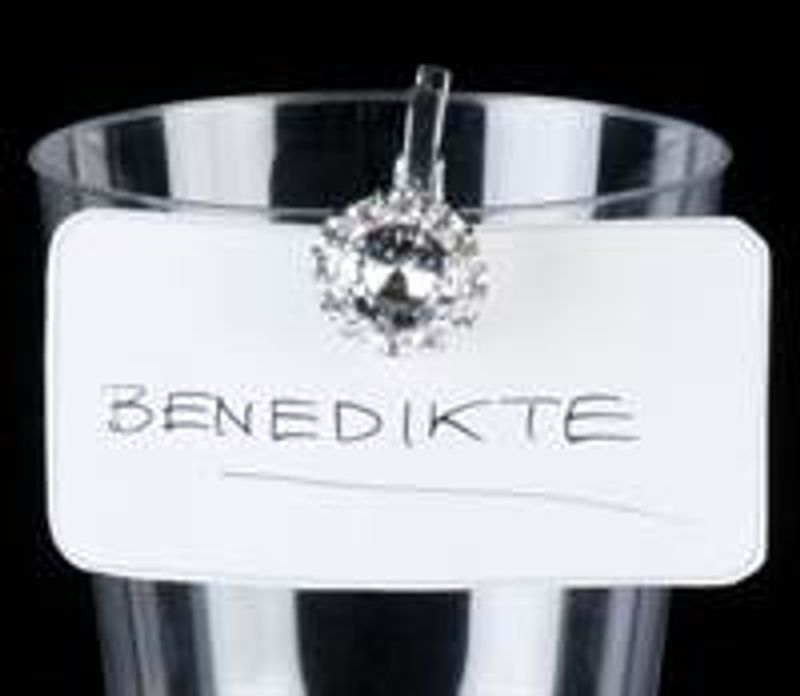 Bordkort klype med rund bling 3cm, 6pk