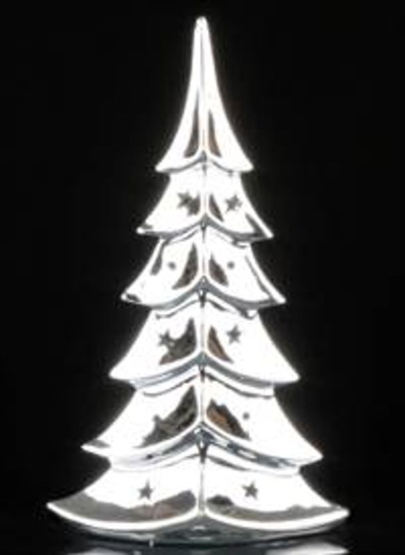 Juletre  m/stjerner sølv 27,5cm