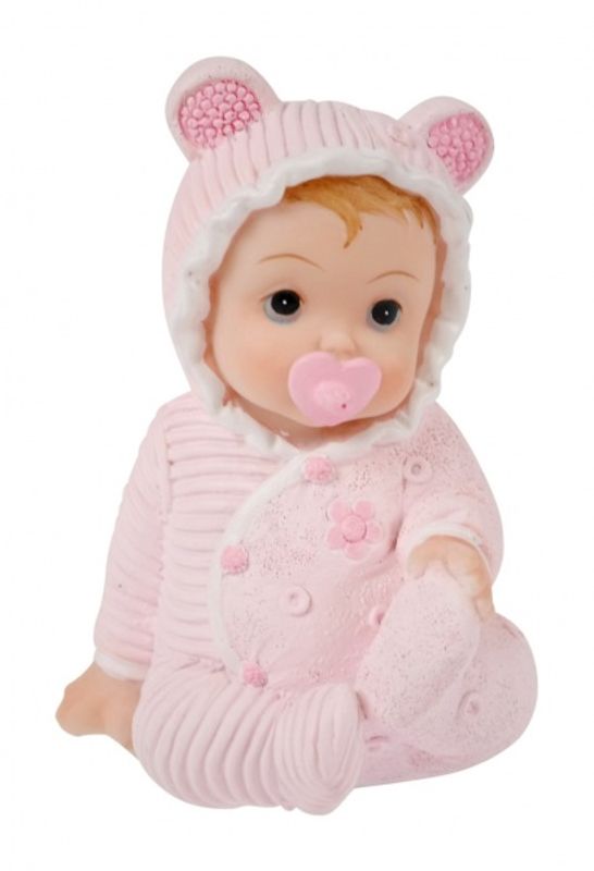 Baby sittende lys rosa 7 cm 