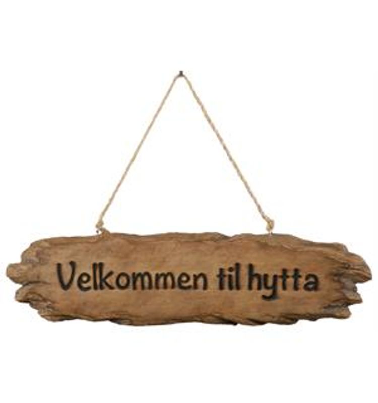 Skilt trelook... Velkommen til hytta