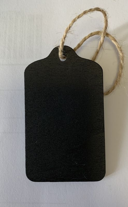God jul etikett sort tre 6,5x3,5 cm