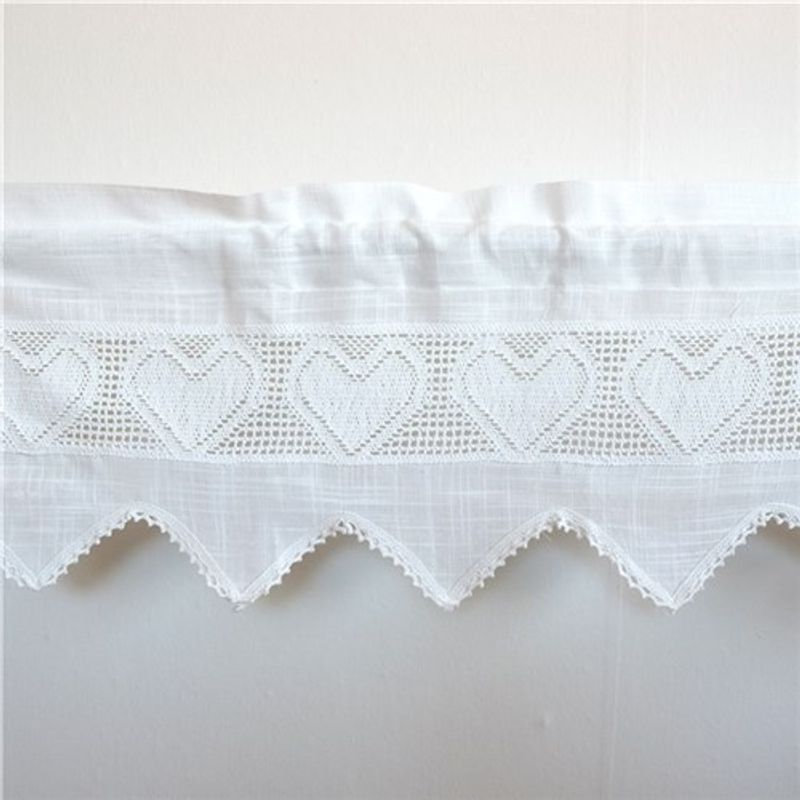 Gardinkappe Hvit/hjerter/mønster Corazon H 45 cm