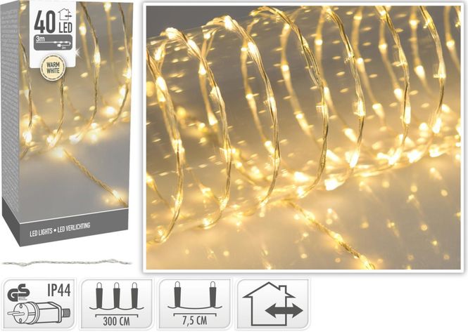 Hovedbilde Lyslenke 40 LED varmhvit myk ...