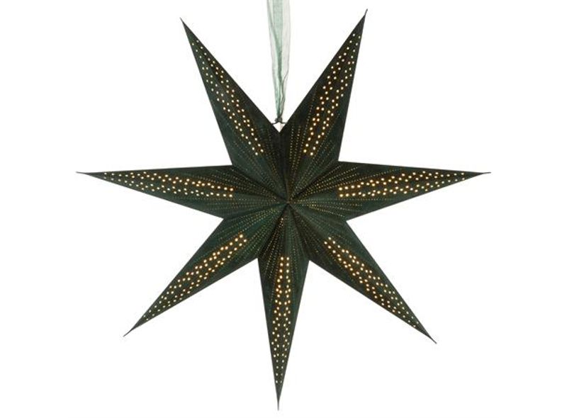 Adventstjerne papir/velur grønn D60 cm