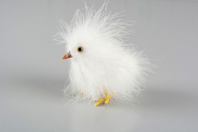 Hovedbilde kylling fluff hvit 8 cm