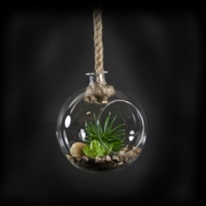 Hovedbilde Glassheng rund m/tau/plante ...