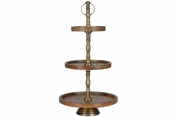 Etasjefat Tre/ messing H 48 cm D 25 cm
