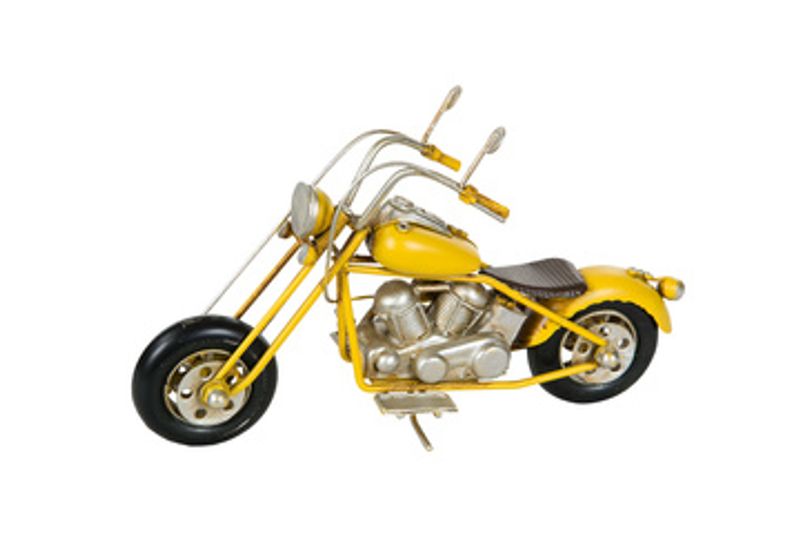 Motorsykkel gul metall 20x7x13 cm