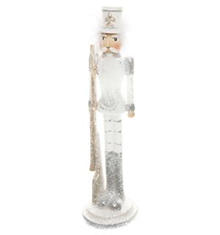 Tinnsoldat m/skjegg sølv/hvit H24 cm