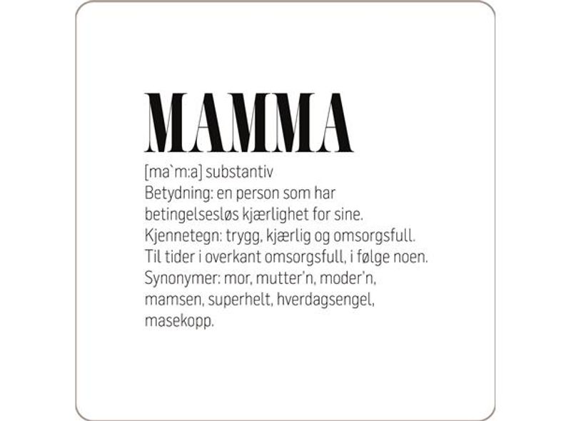 Glassbrikke m/kork bakside Mamma...