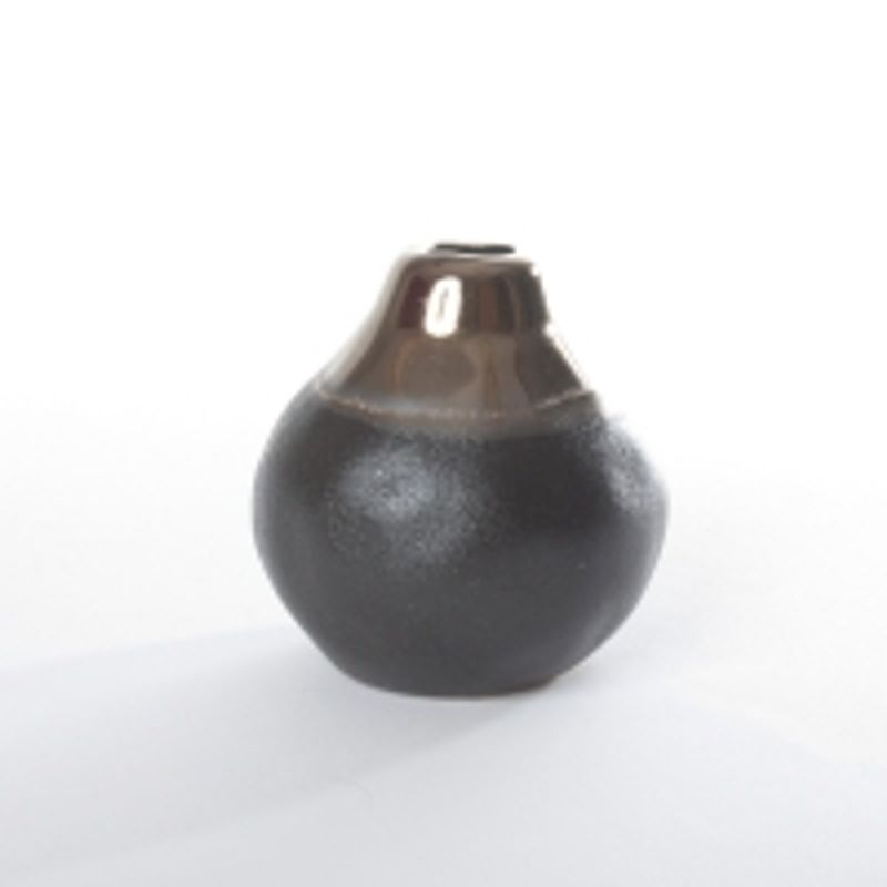 Vase keramikk sort/gull 12x12x12 cm