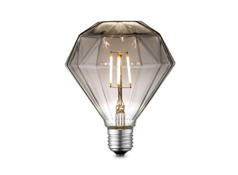 Lyspære dekor LED Diamant Ø:9,5cm grå