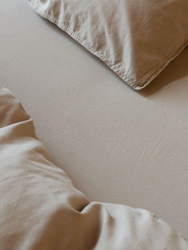 Laken Frøya Beige, Steinvasket bomull, Ekstra fin bomull