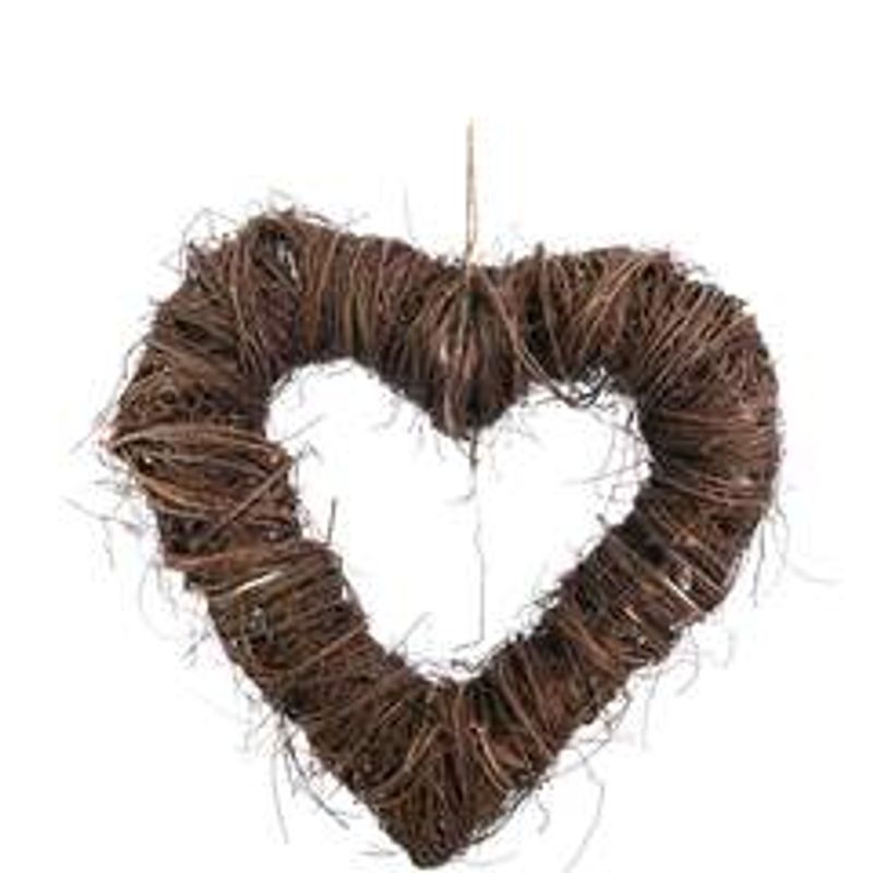 Hjertekrans Brun rattan 50 x 10 cm