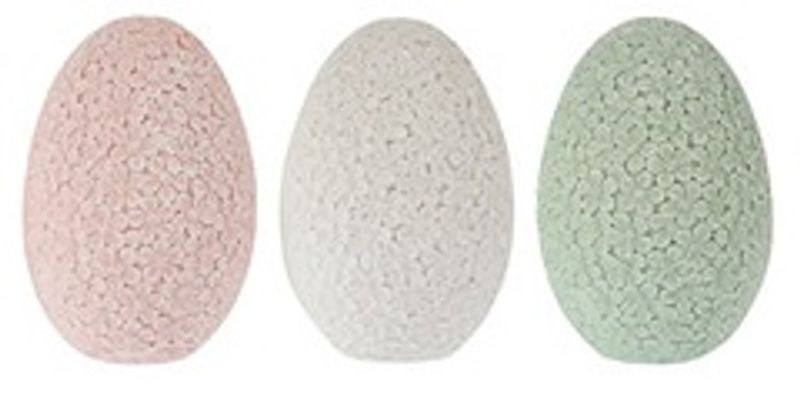 Egg 9cm m/blomstermønster hvit