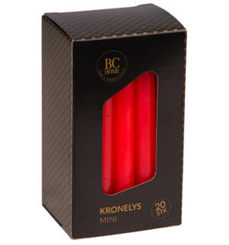 Kronelys mini 10cm 20stk rød parafin