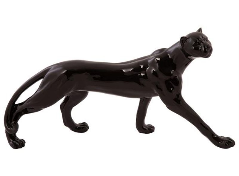 Leopard stående blank svart 36,5x9x18cm