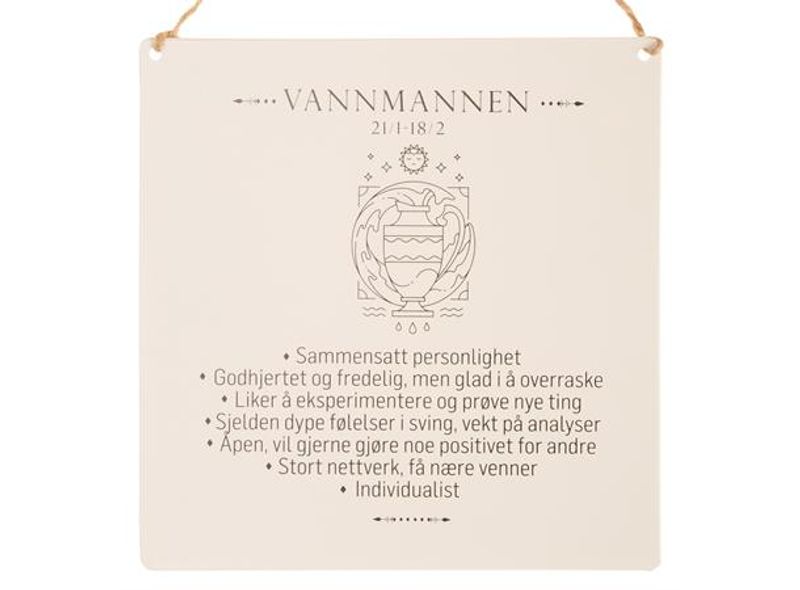 Skilt firkantet lite Vannmannen 15,5x15,5cm Metall