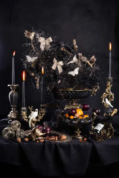 Lysstake Katia sort/gull 12x32 cm