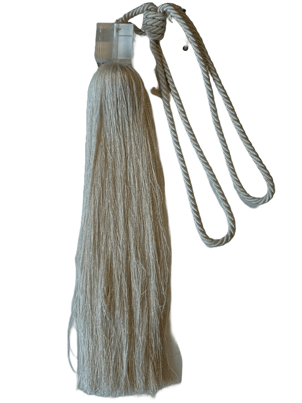 Gardinholder Lys krem med glasskloss 46 cm + 38 cm strepp