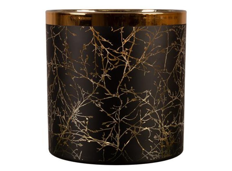 Lysglass Kvister sort/gull 15x15cm