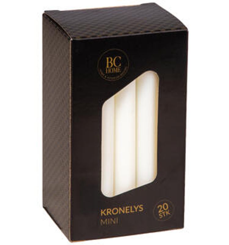 Kronelys mini 10cm 20stk hvit parafin