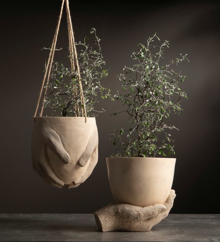 Ampel Hånd beige 19x17x21 cm