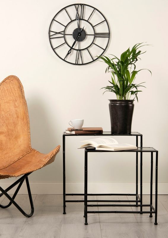Klokke Metal Black Ø50x4,5cm