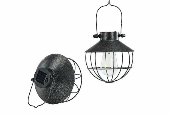 Solcellelampe heng metall/plast H 19 x 19 cm 