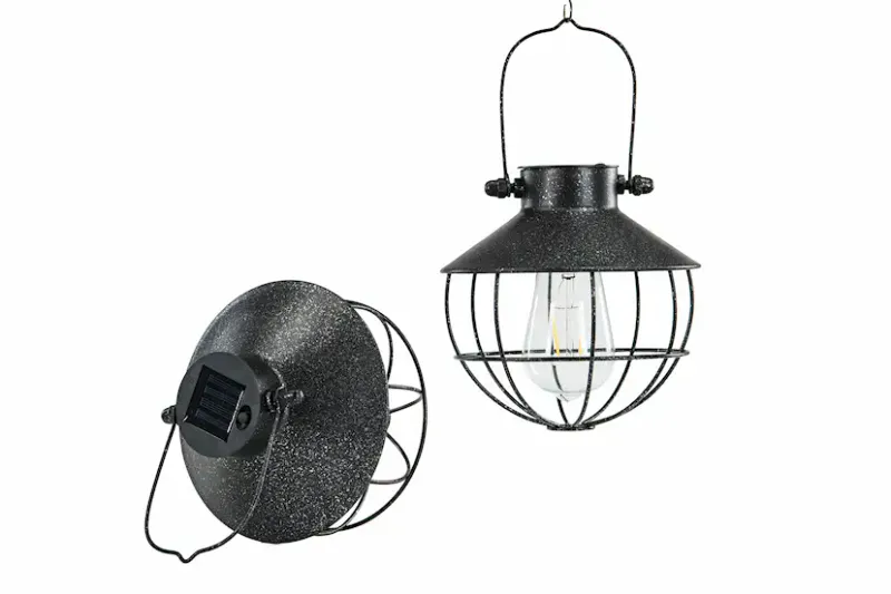 Solcellelampe heng metall/plast H 19 x 19 cm 
