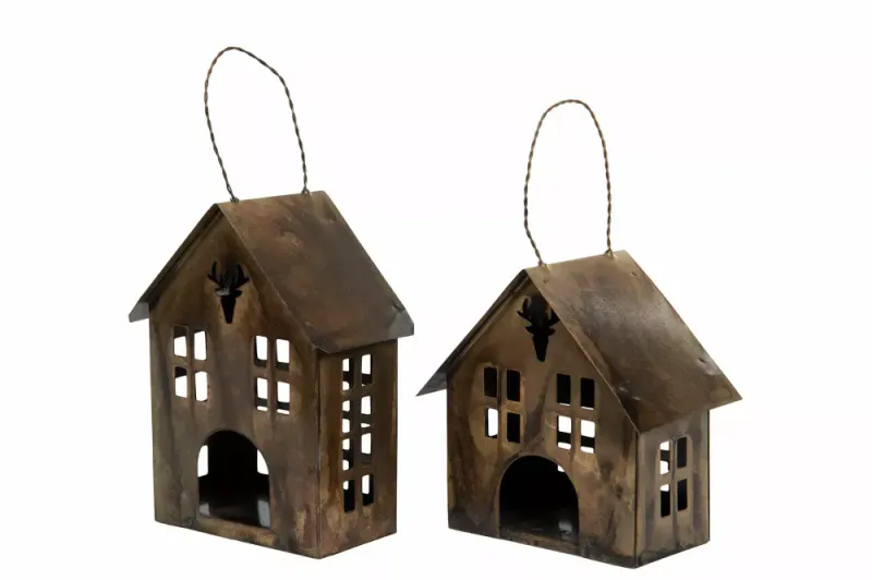 Hus heng Metall ant brun H13xB12x7 cm Høyre i bildet