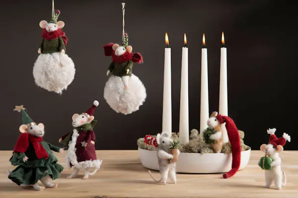 Julemus laget av ull 10 cm. Pakke