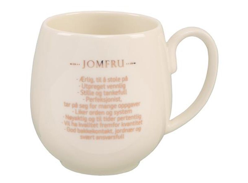 Krus Jomfruen hvit m/gull 9,5cm 400ml