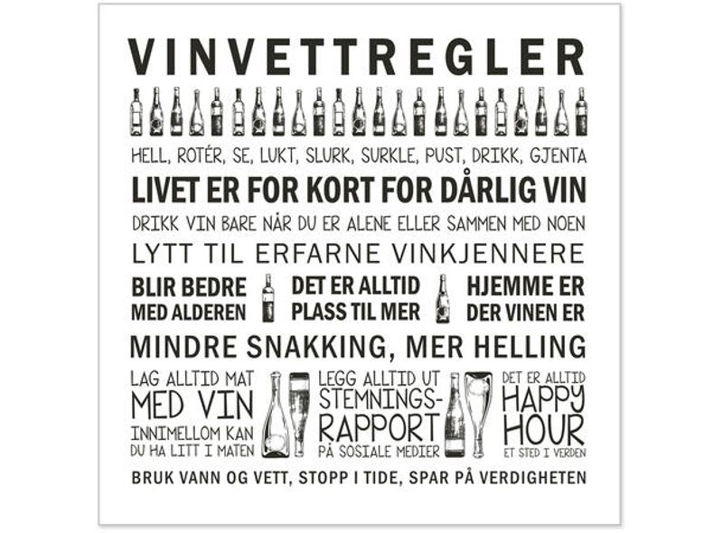 Servietter vinvettregler 20 stk 33x33 cm