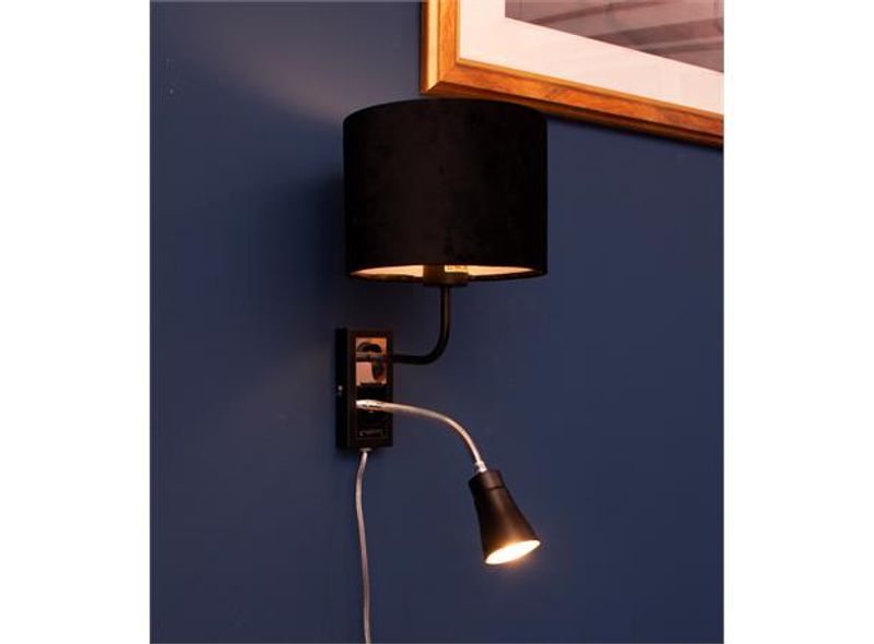 Vegglampe Arabella sort m krom detaljer 36x26 cm
