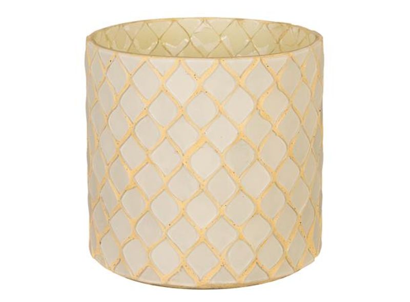 Lysglass mosaikk hvit m/beige 9x10,5cm