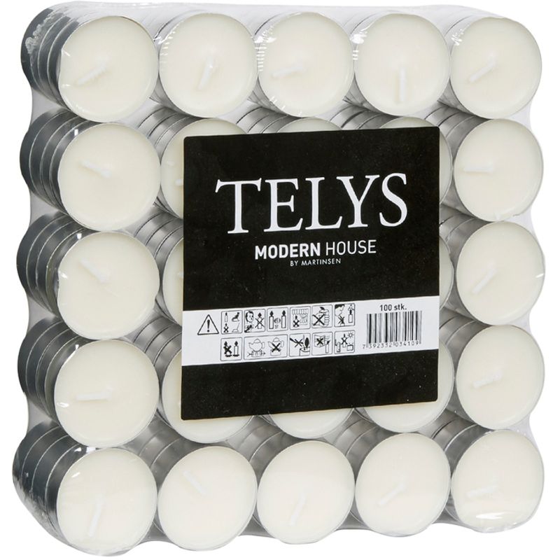 Telys Hvit 14gr. 100stk Parafin, voks, aluminium 4 t