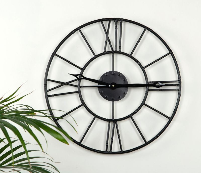 Klokke Metal Black Ø50x4,5cm
